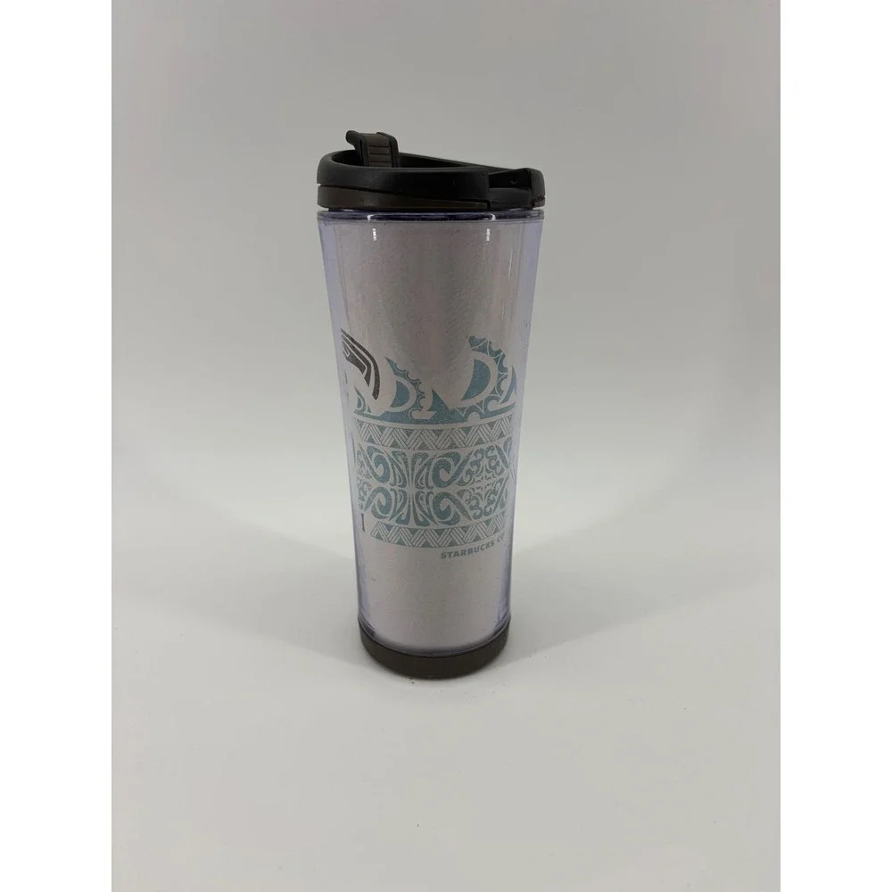 Starbucks Hawaii Tumbler Tribal Turtle 16oz Brown Teal Plastic Travel Mug Unisex